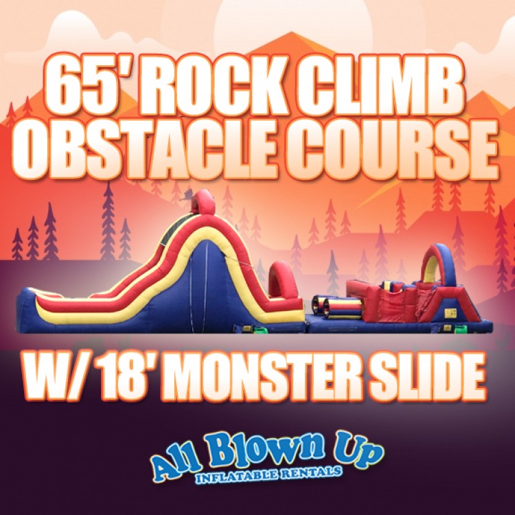 65' Rock Climb Obstacle Course with 18' Monster Slide 65' Rock Climb Obstacle Course with 18' Monster Slide