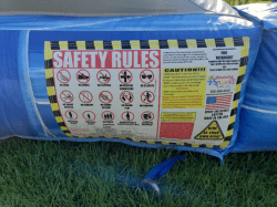 blue marble safety label 479393294 Blue Marble Water Slide